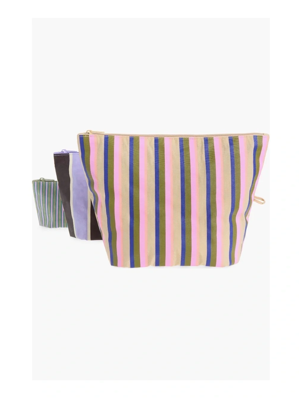 Baggu Striped Multi-Color Canvas Pouch Set - 3 Piece